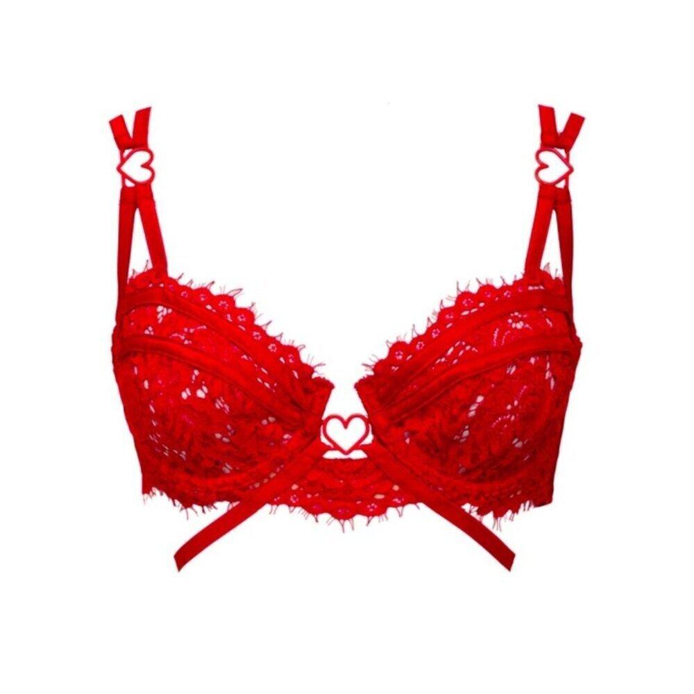 New! For Love And Lemons Rosa Lace Red Heart Bra Size Small 25032